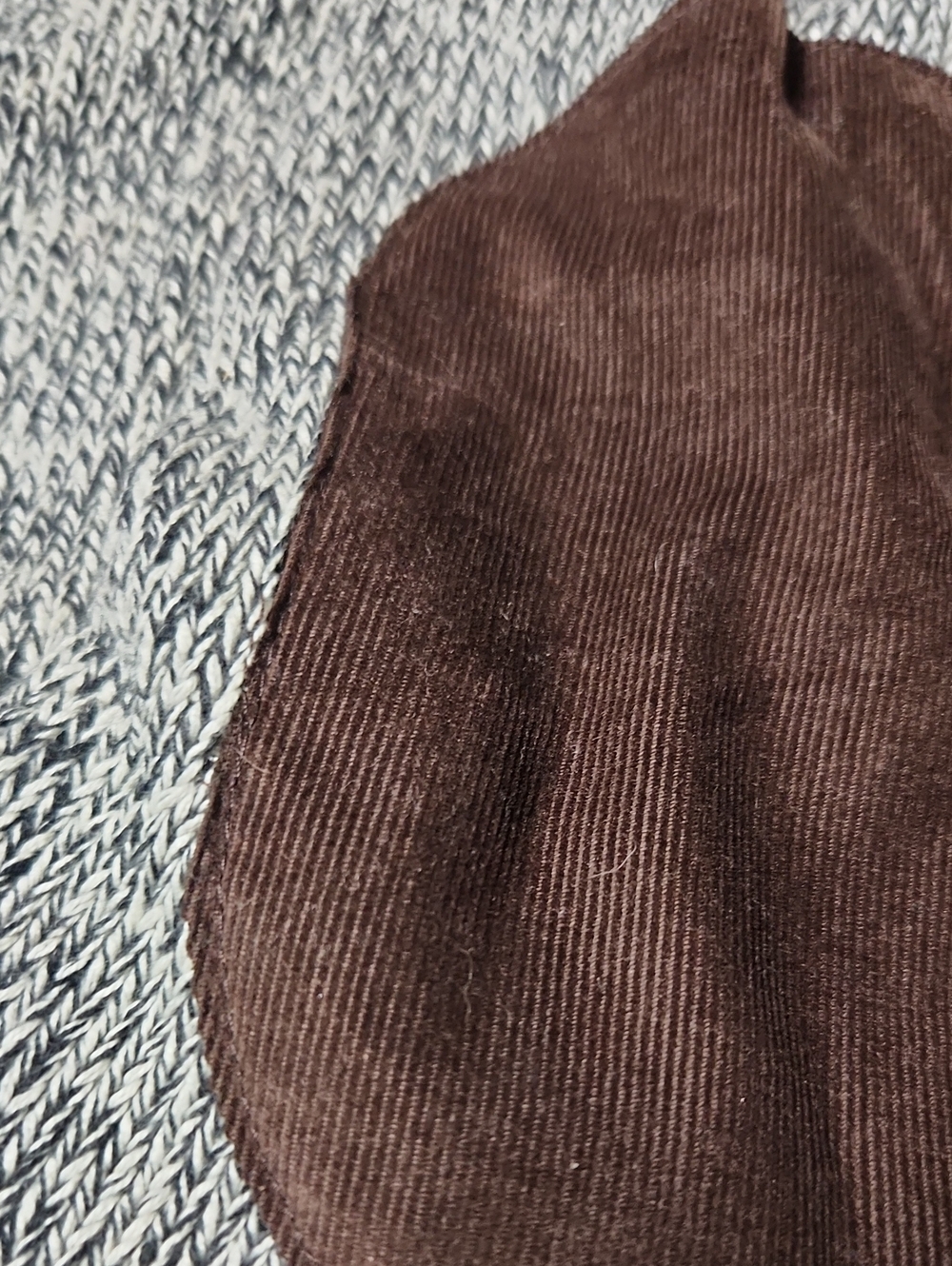 Chaps Gray Marled Sweater with Brown Elbow Patches - Picture 4 of 12
